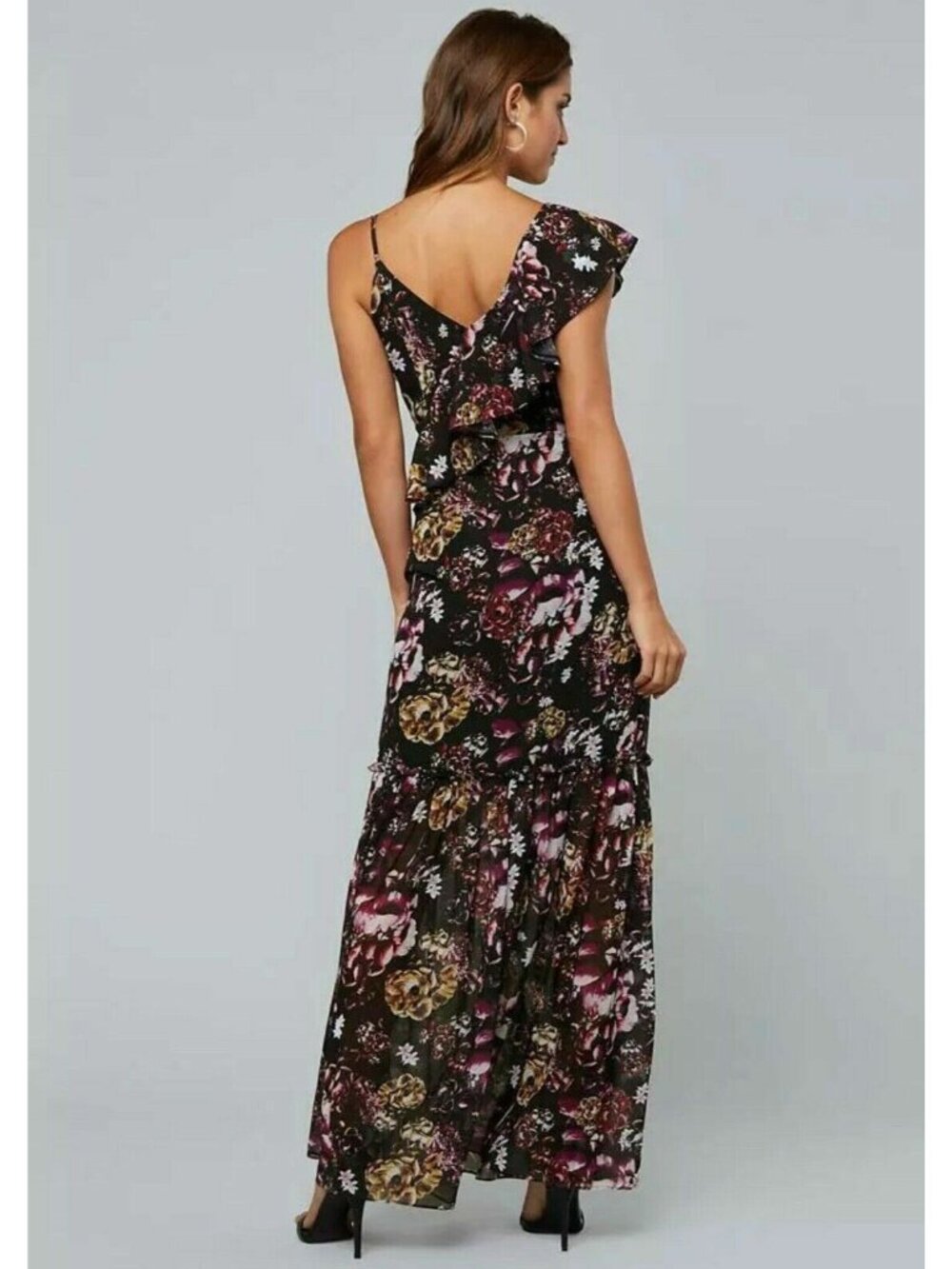 Bebe Womens new splendid garden black purple floral tank long maxi dress 0 Xxs - Picture 3 of 6